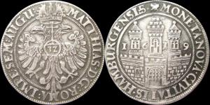 Германия - HAMBURG (город) - талер (32 шиллинга) 1619, Матиасс.jpg