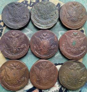 5 копеек 1763-1775 годы, 9 монет (2).jpg